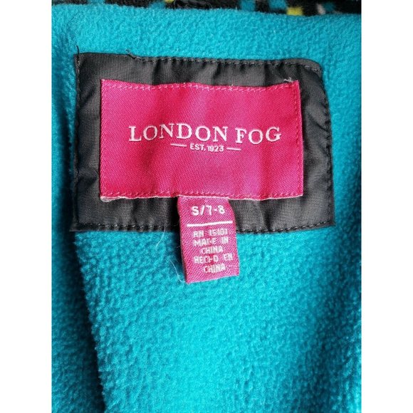 London Fog Girls Gray With Teal Trim Diamond Embroidered Hooded Jacket Small 7/8 - Picture 12 of 12